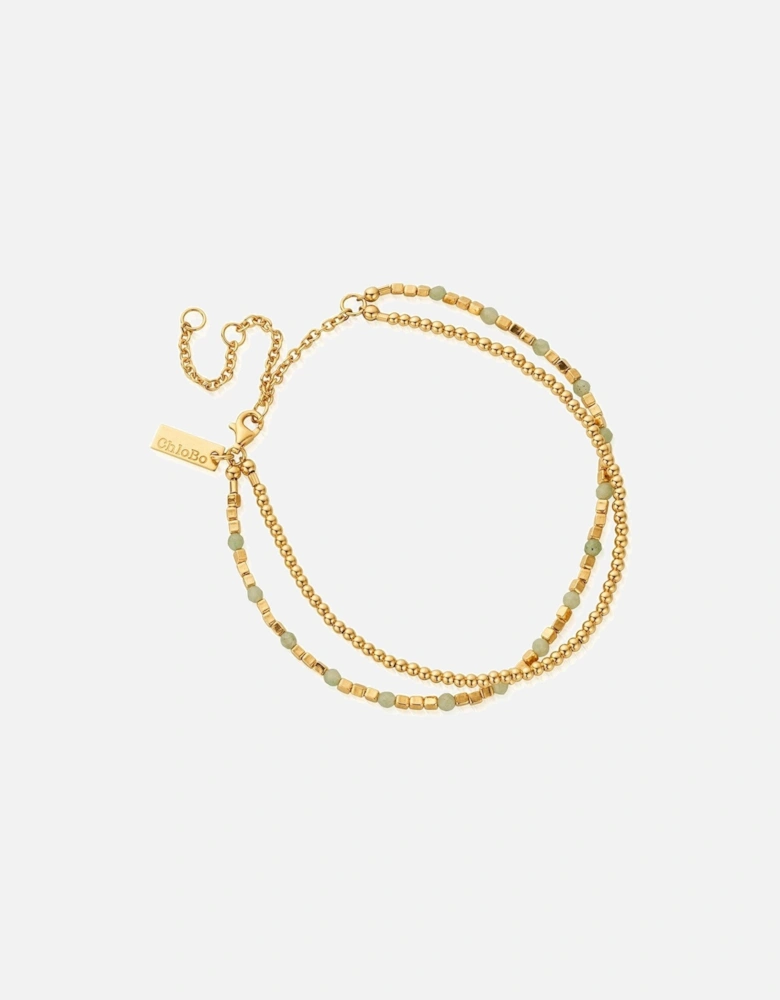 GOLD MINI CUTE AND AVENTURINE ANKLET