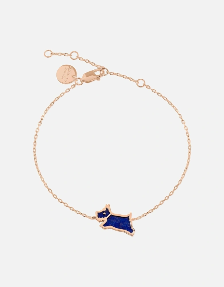 Hay's Mews Ladies 18ct Rose Gold Plated Sterling Silver Lapis Coloured Stone Jumping Dog Bracelet