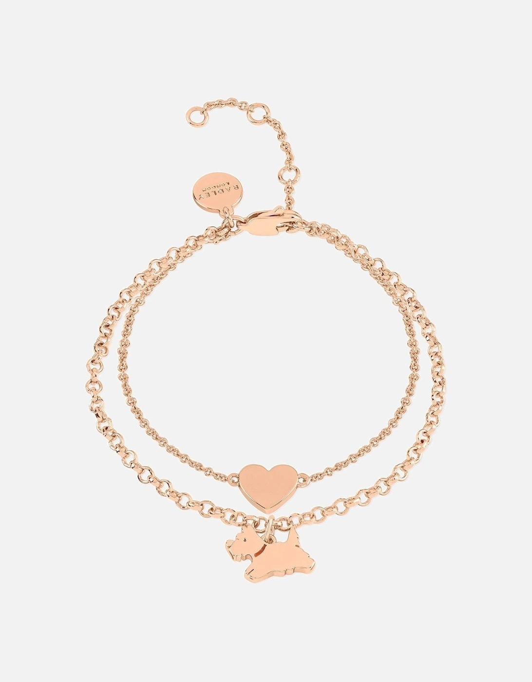 Duke's Place Ladies 18ct Rose Gold Plated Double Layer Dog and Heart Bracelet, 2 of 1