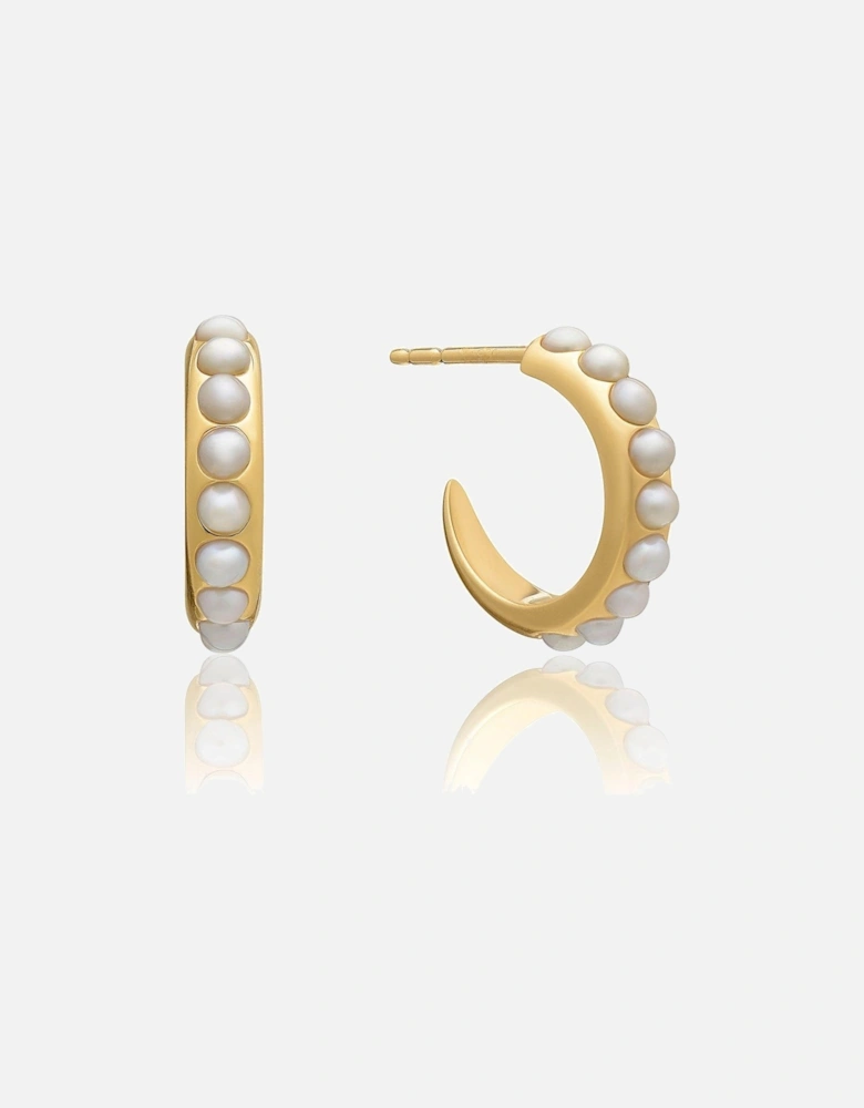 Rachel Jackson Tapered Studded Pearl Hoop Earrings - Gold