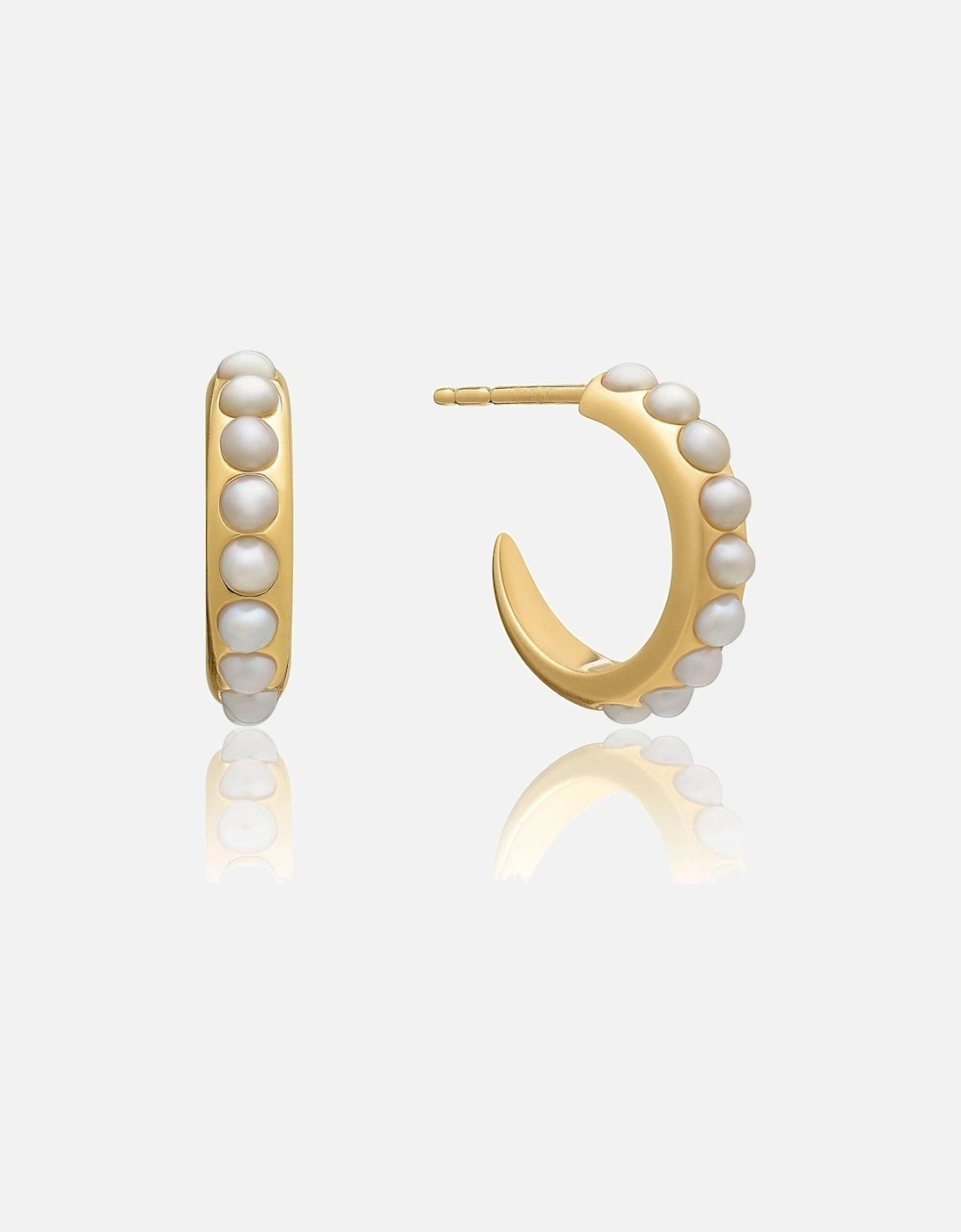 Rachel Jackson Tapered Studded Pearl Hoop Earrings - Gold, 2 of 1