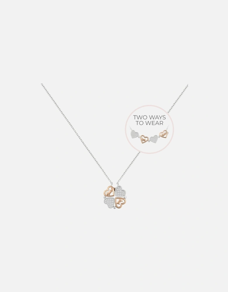 Sterling Silver 18ct Rose Gold Plated Magnetic Closing Hearts Necklace