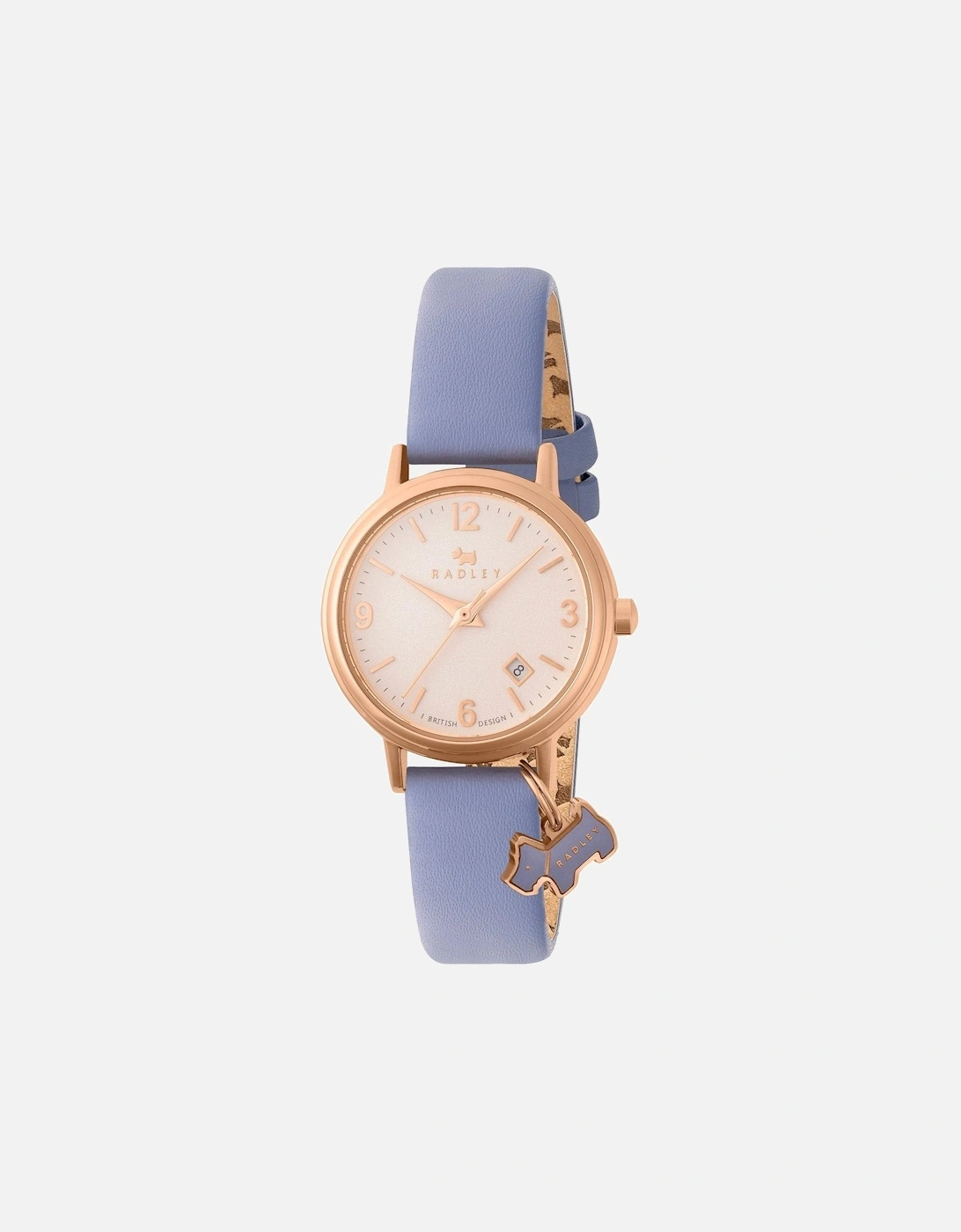Rose Gold Plated Blue Leather Strap Watch, 2 of 1