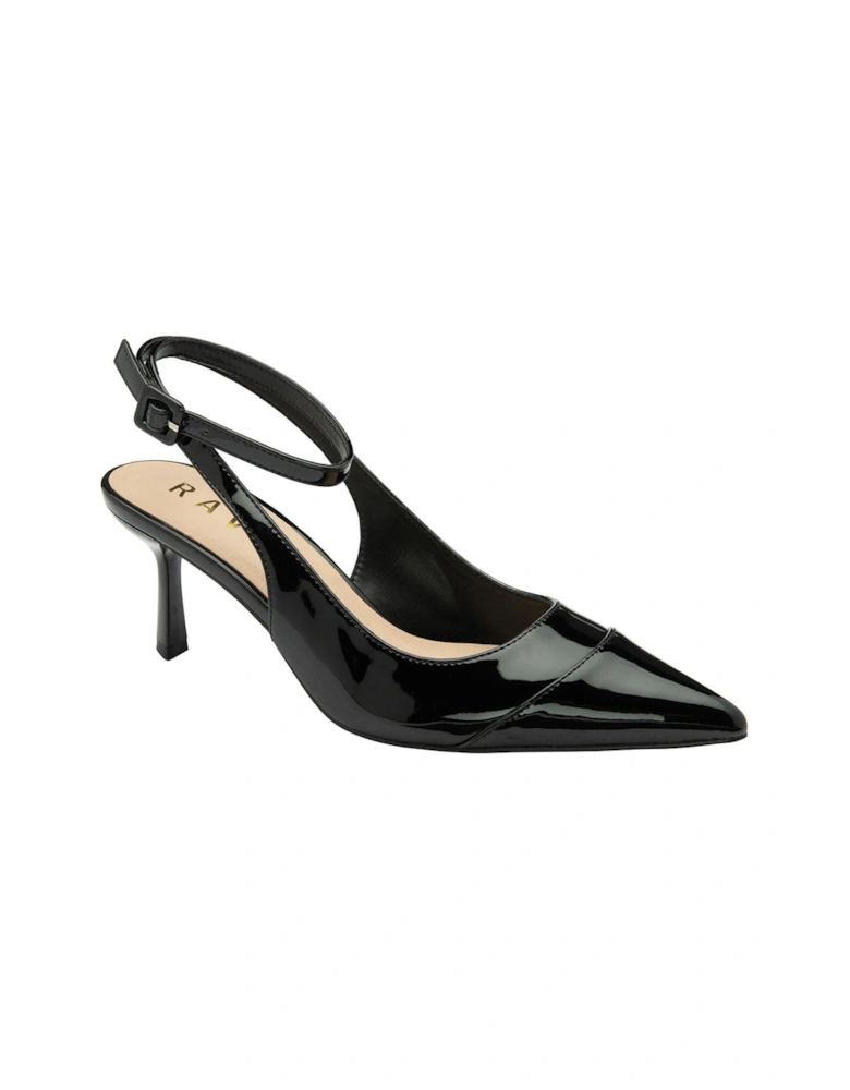 Catrine Patent Ankle Strap Court Shoe - Black