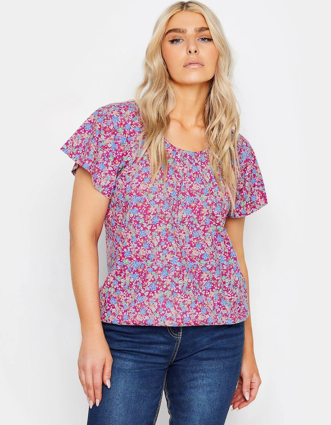 Pink Multi Floral Gypsy Cotton Top, 2 of 1