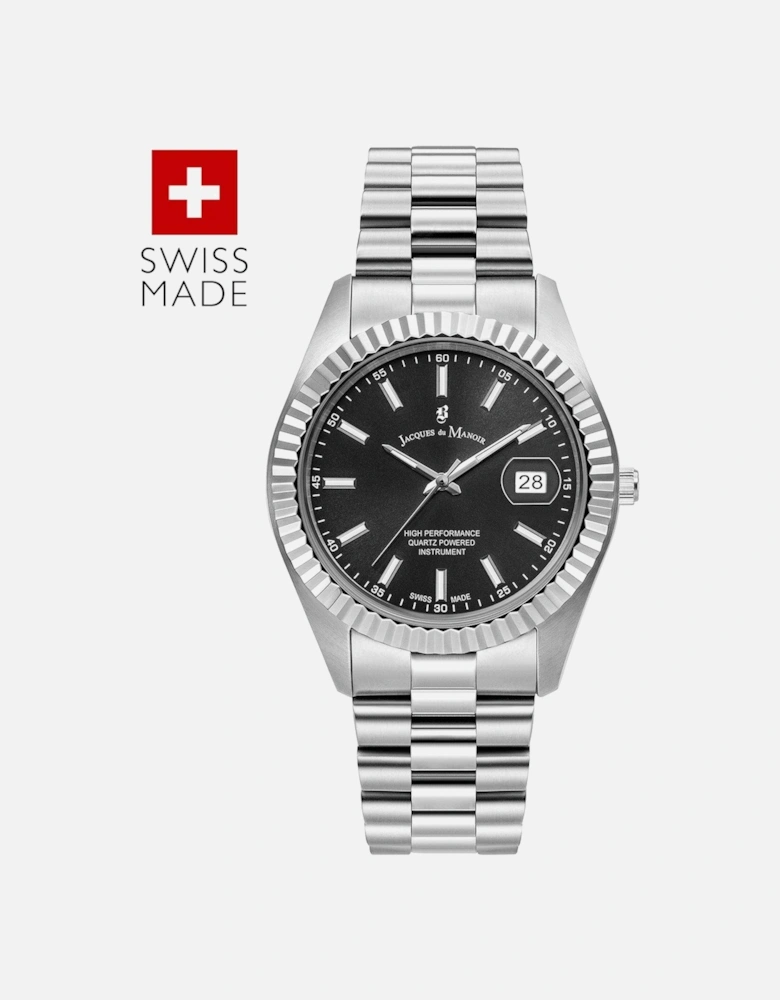 Swiss-made Unisex Inspiration Business Silver plated Bracelet Watch