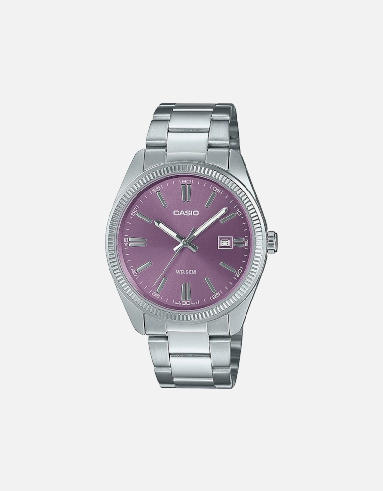 MTP-1302PD-6AVEF Stainless Steel Lilac Dial Bracelet Watch