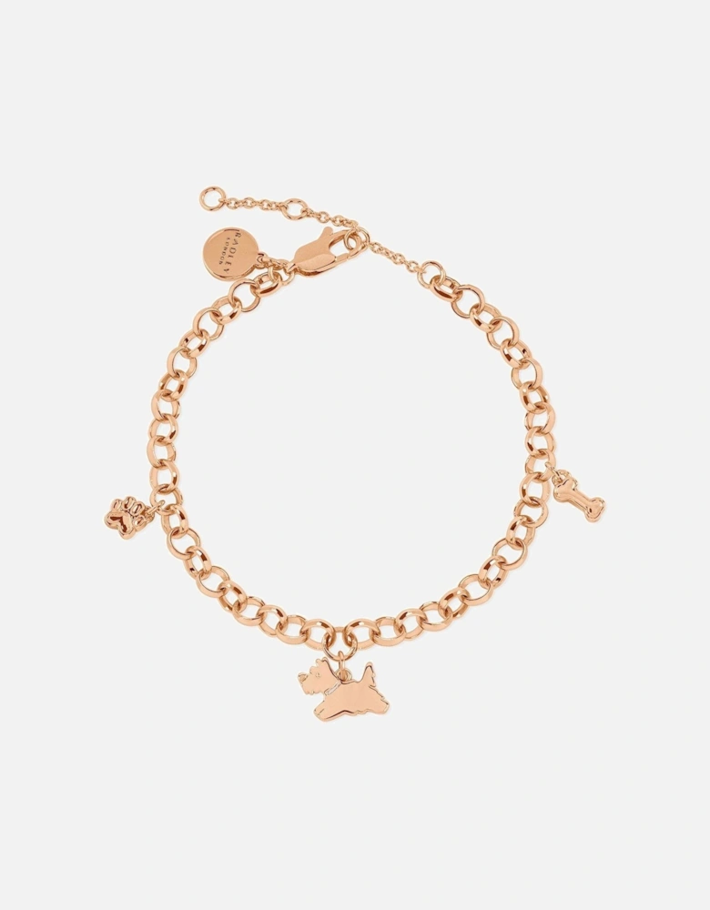 Bow Lane Ladies 18ct Rose Gold Plated O Chain Charm Bracelet