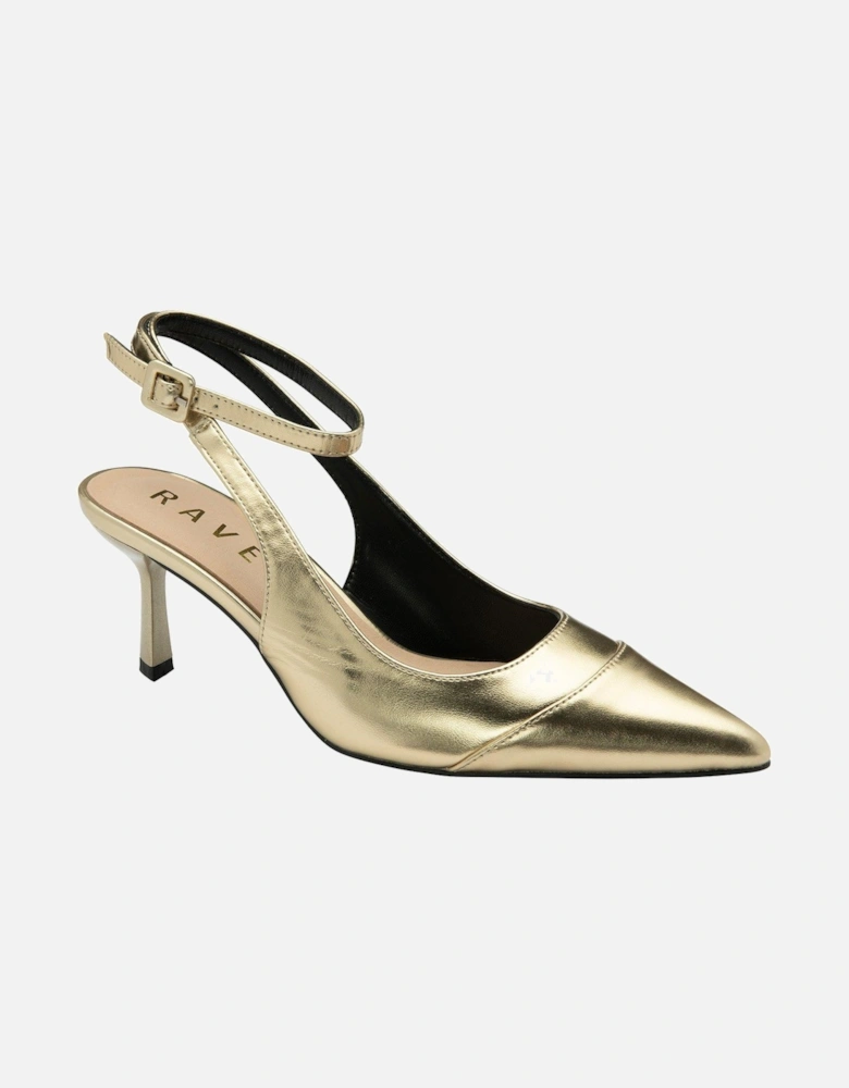 Catrine Patent Ankle Strap Court Shoe - Gold