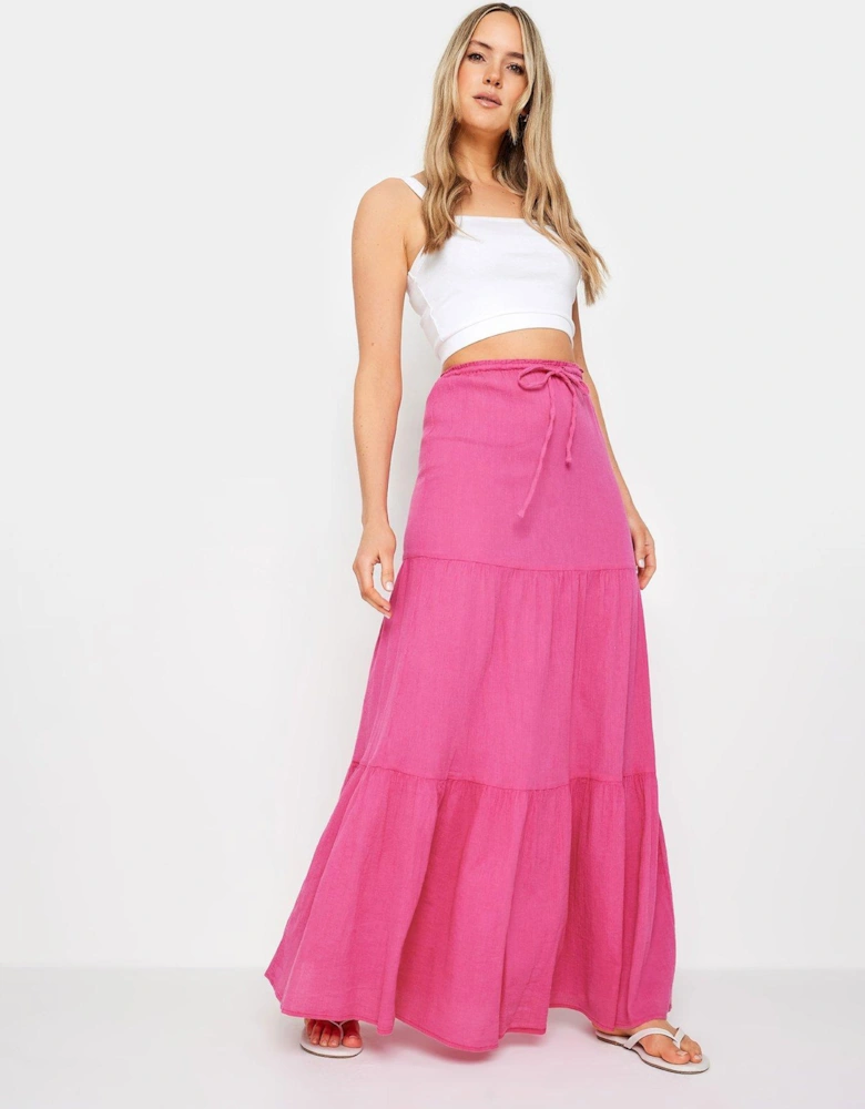 Tall Pink Acid Wash Tiered Skirt