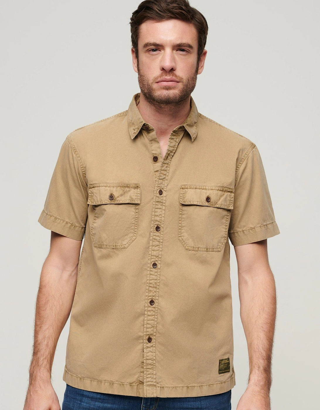 Military Short Sleeve Shirt - Light Brown, 7 of 6