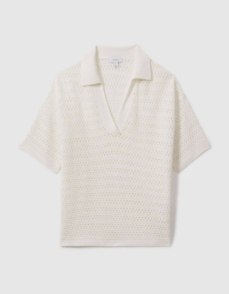 Knitted Open-Collar Polo Shirt