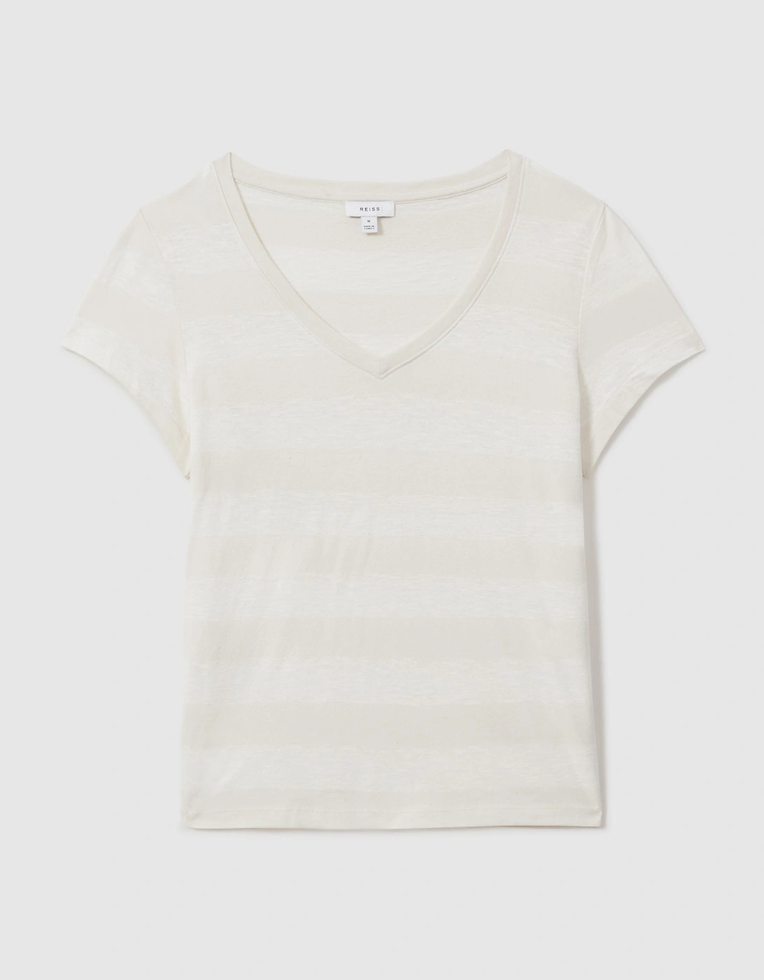 Linen-Cotton Striped V-Neck T-Shirt, 2 of 1