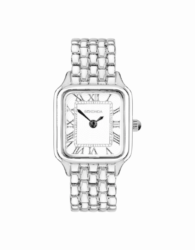 Women's Monica Silver Alloy Bracelet with White Dial Analogue Watch
