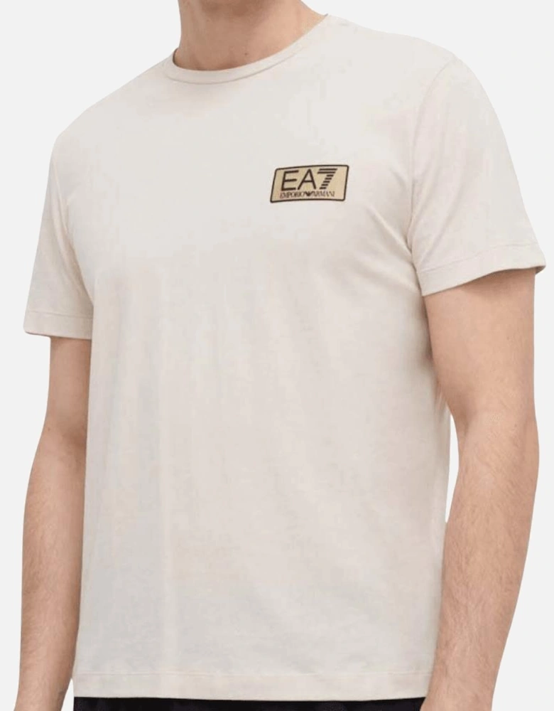 Gold Plaque Logo Beige T-Shirt