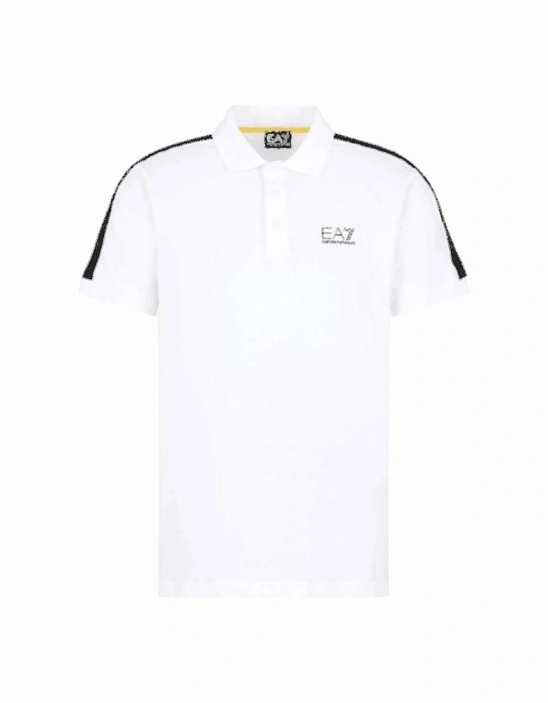 Cotton Tape Logo Short Sleeve White Polo Shirt