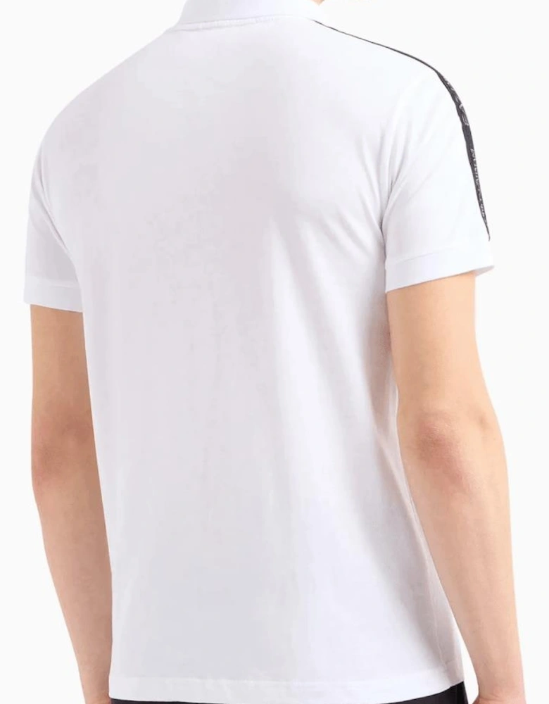 Cotton Tape Logo Short Sleeve White Polo Shirt