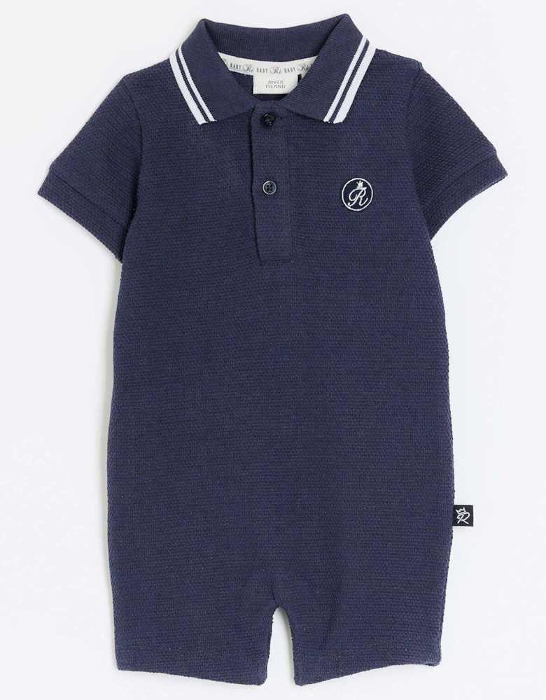 Baby Boys Polo All In One - Navy
