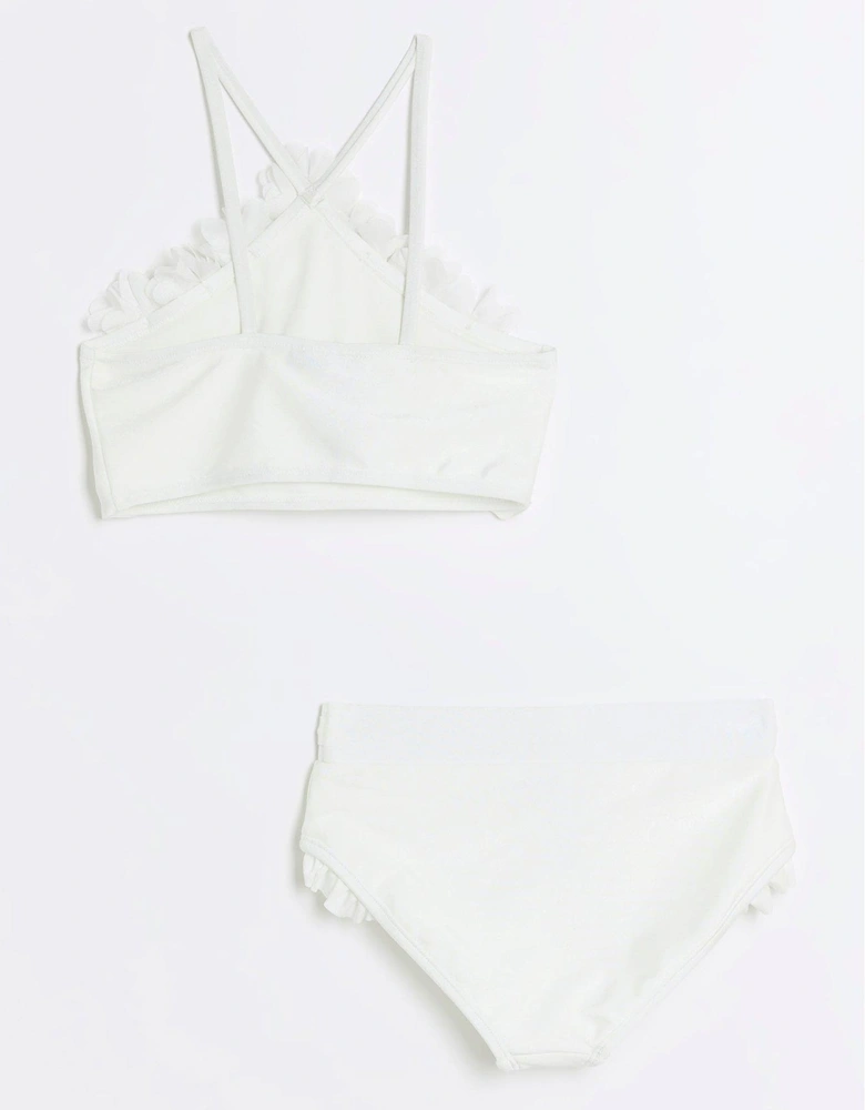 Girls Flower Bikini Set - White