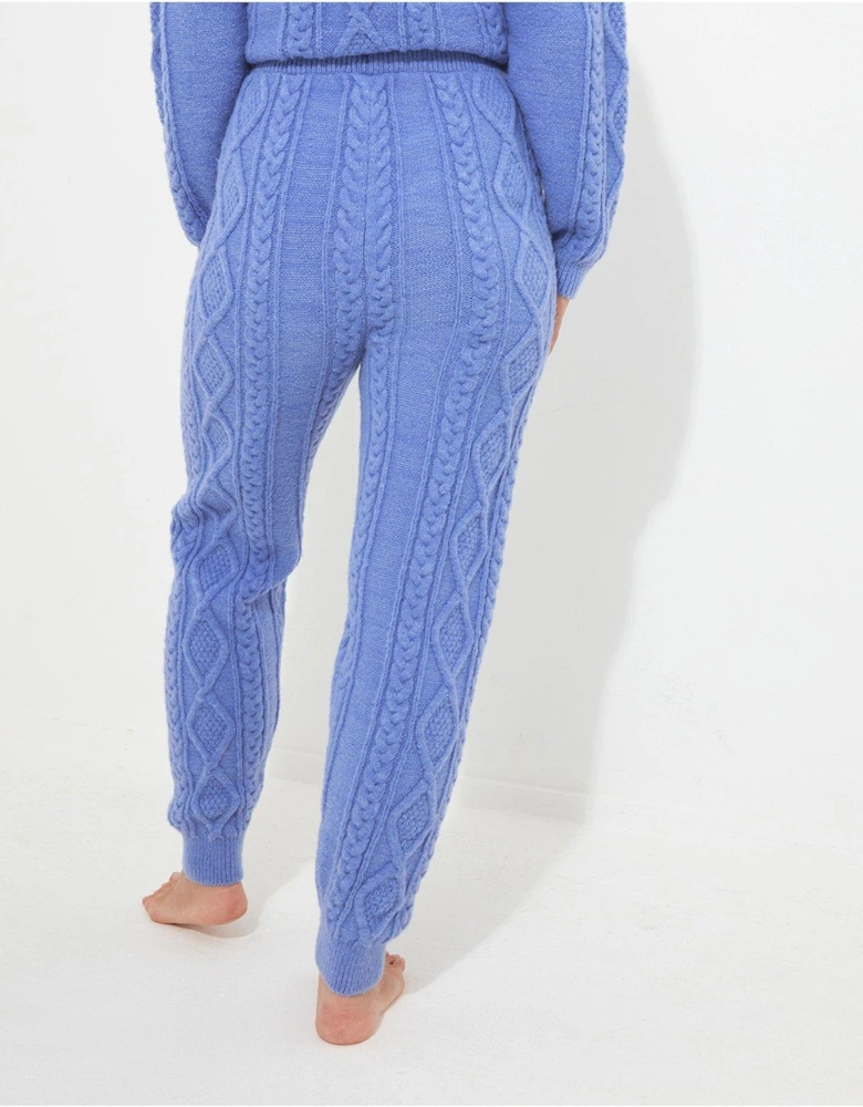 Sloe Joes Cable Knit Trousers - Blue