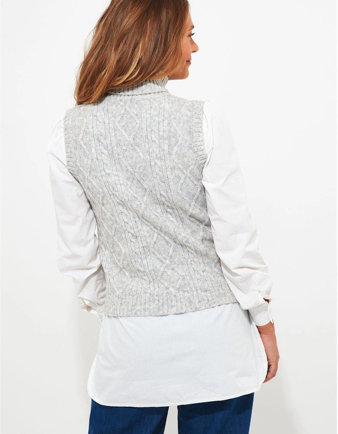 Charming Cable Knit Vest - Grey