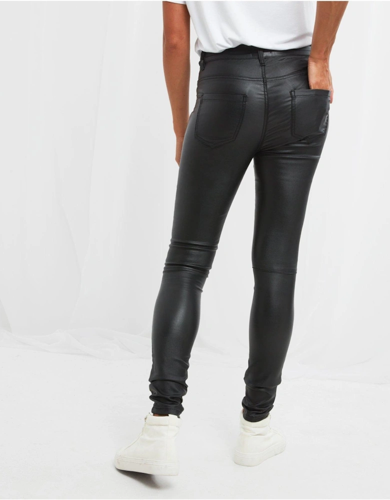 Rock Chick Leather Look Trousers - Black