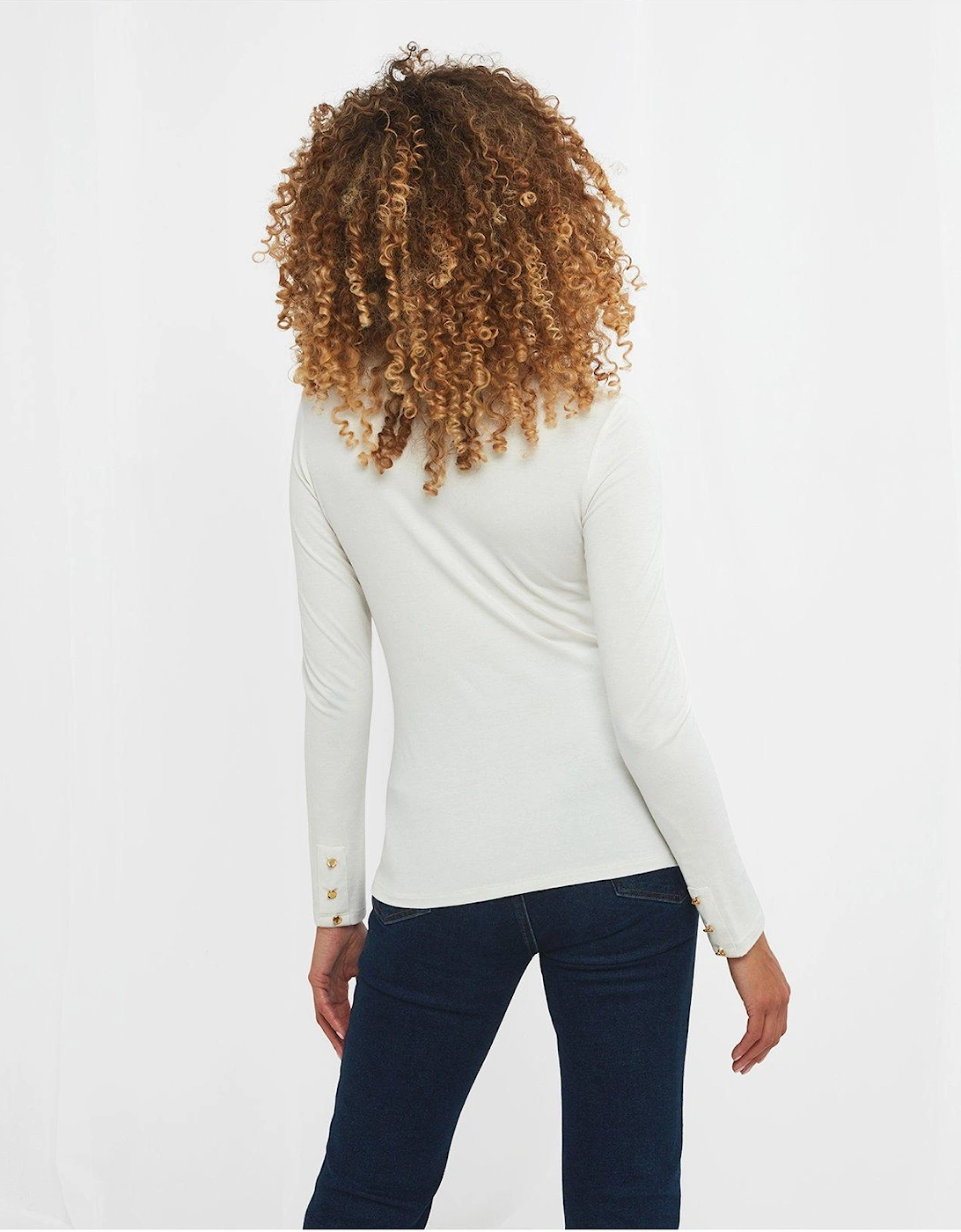 Roll Neck Top Jersey - White