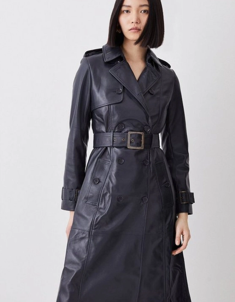 Leather Trench Belted Mac Coat