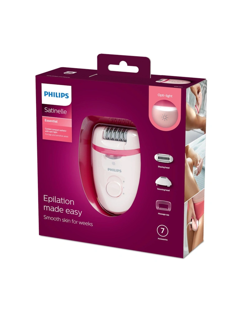 Satinelle Essential Epilator Corded Hair Removal with 5 Accessories BRE285/00