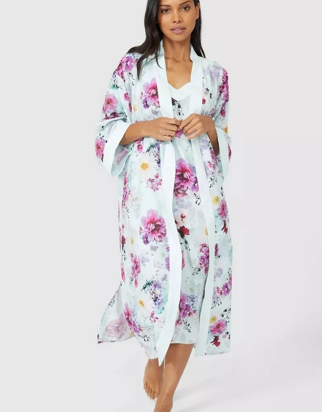Womens/Ladies Leilane Floral Midi Dressing Gown