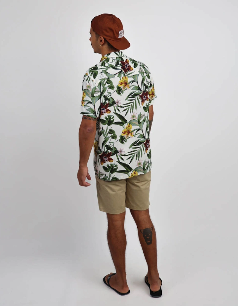 Mens Coorea Short Sleeve Floral Hawaian Print Shirt