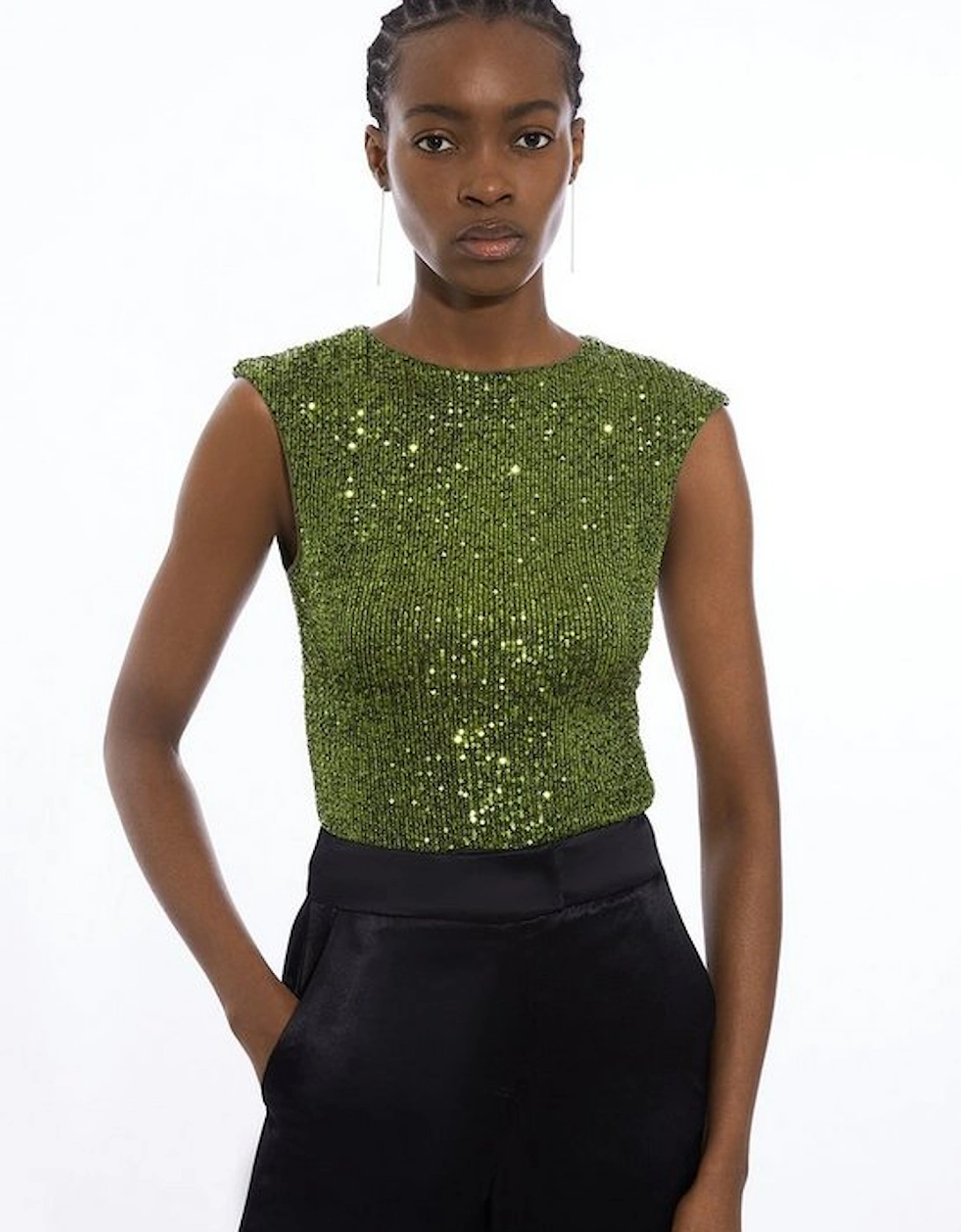 Sequin Jersey Back Cut Out Bodysuit, 5 of 4