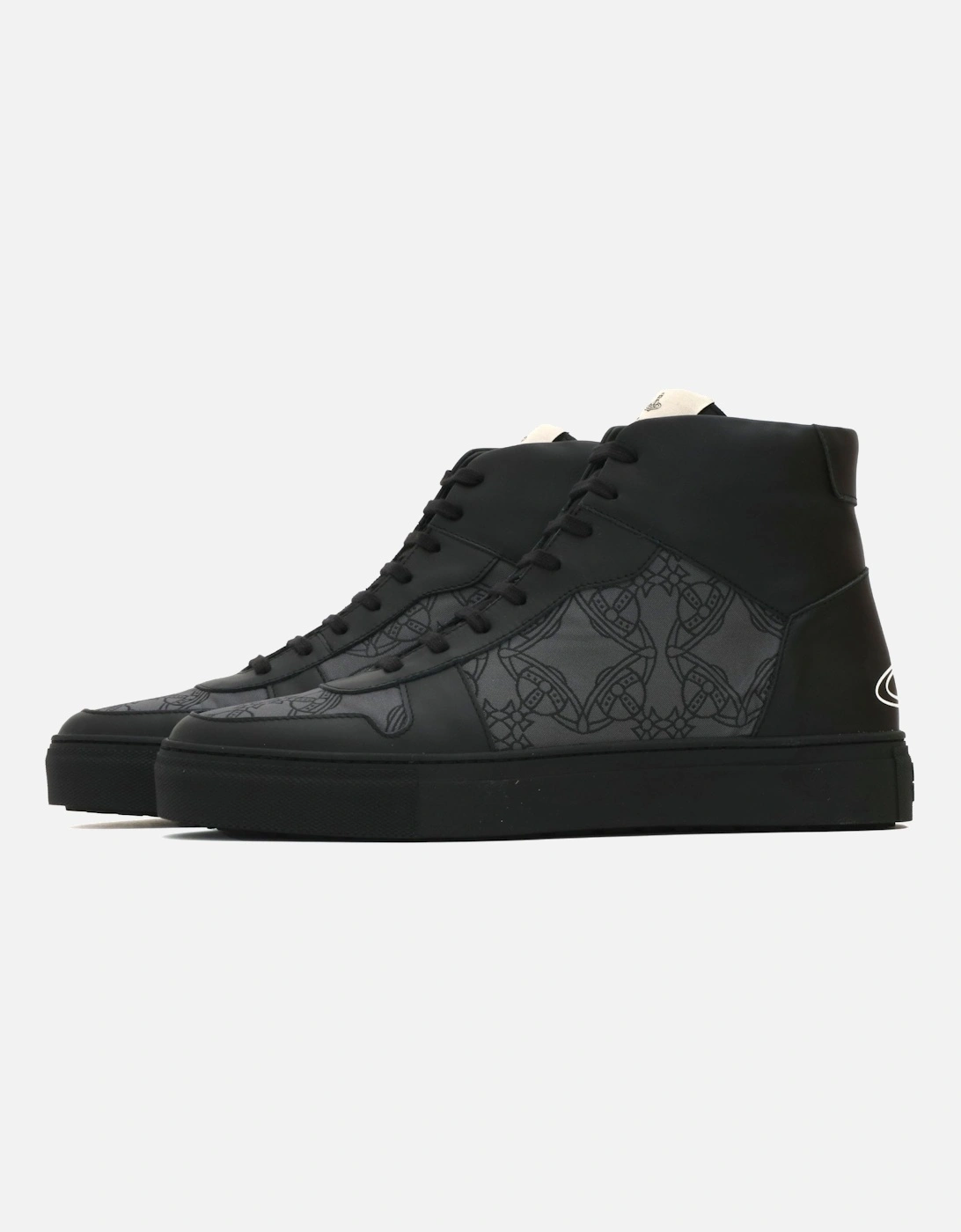 Classic High Top Orb Logo Black Trainer, 6 of 5