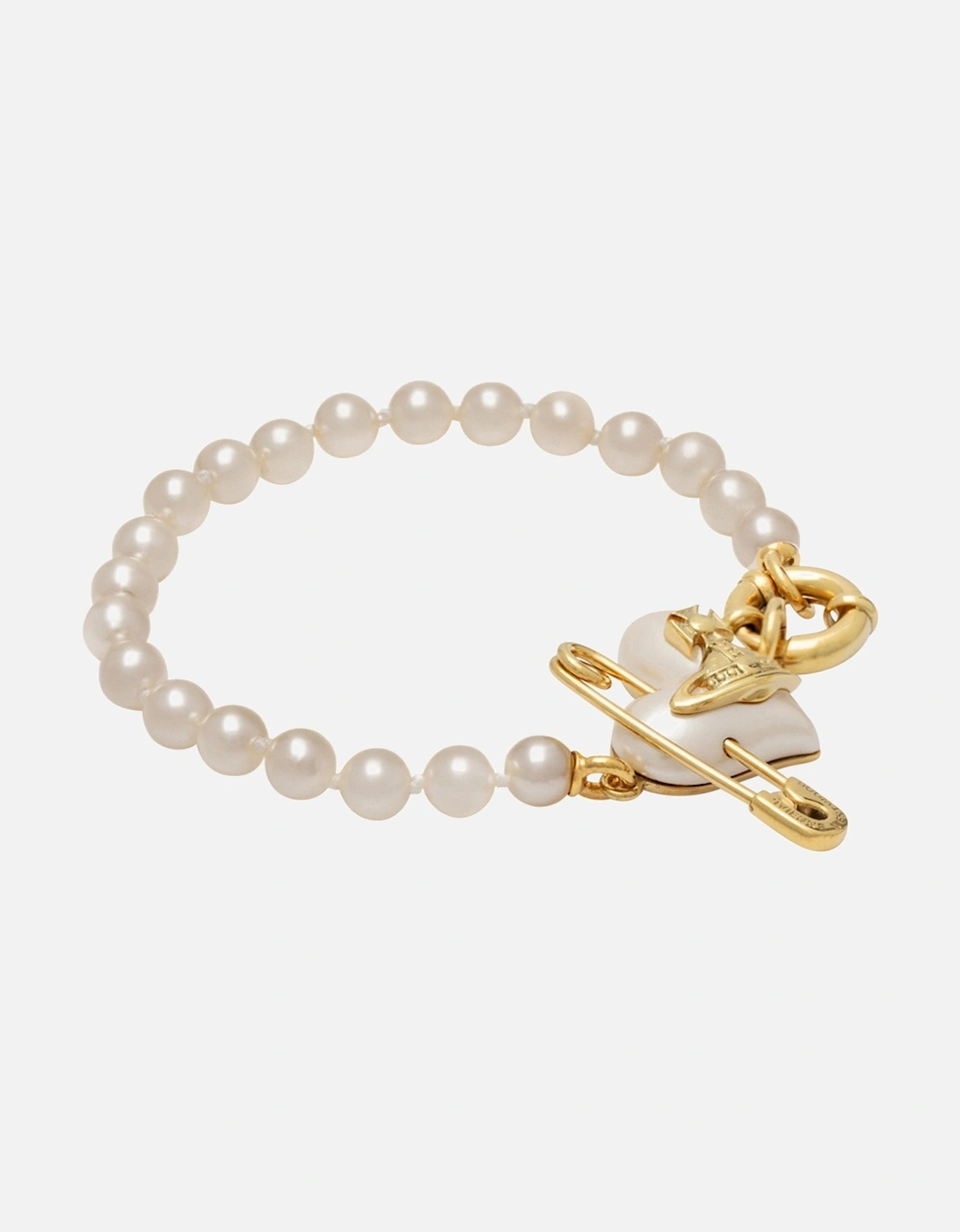 Orietta Pearl Heart Pin Gold Bracelet