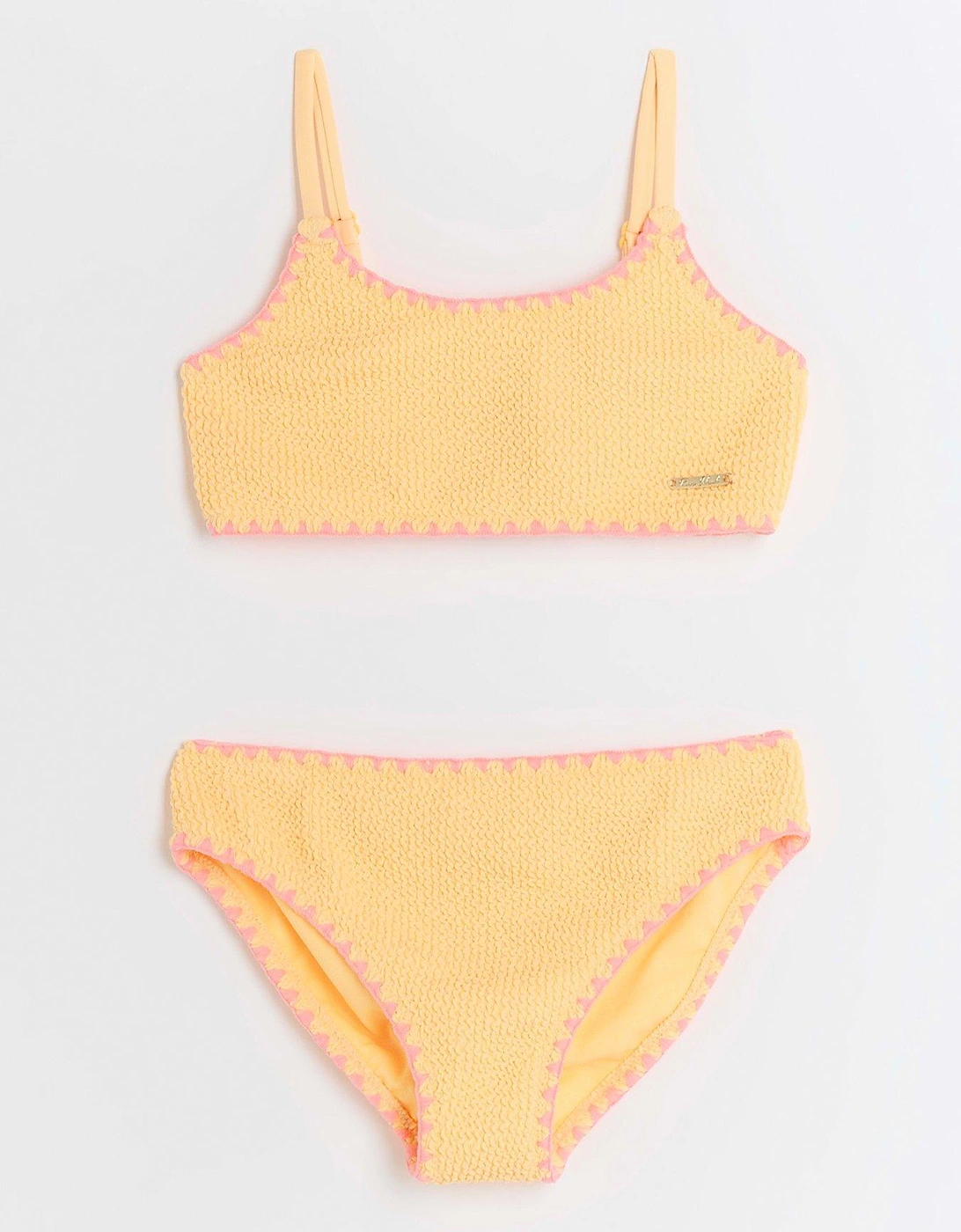 Girls Stitch Detail Bikini Set - Orange