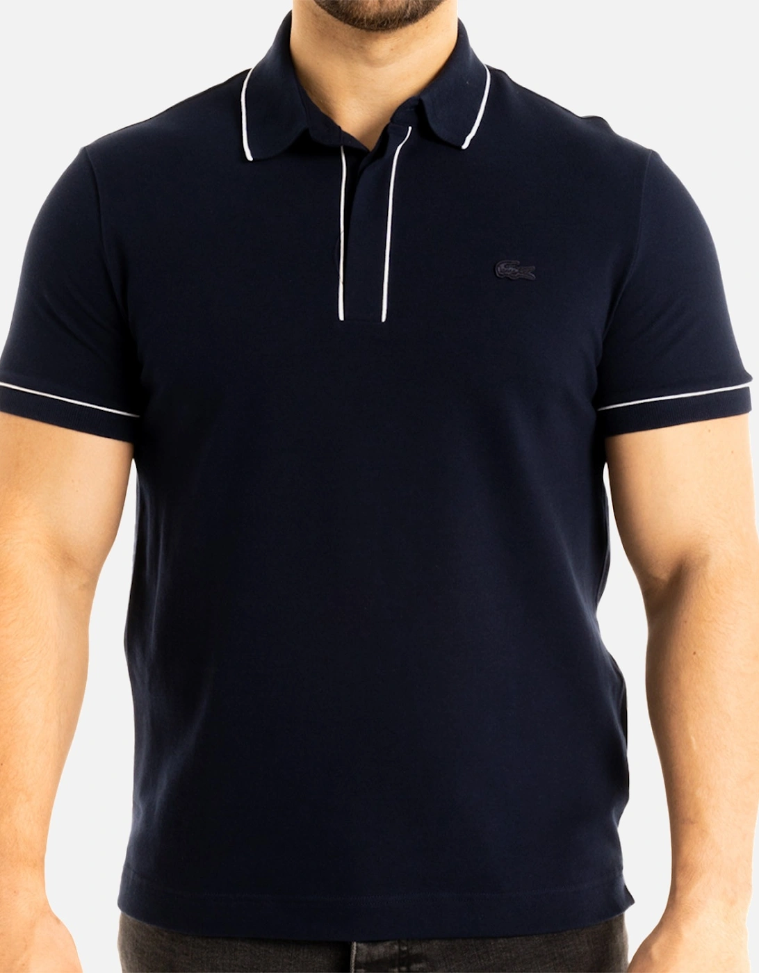 Mens Concealed Button Polo Shirt (Navy), 8 of 7