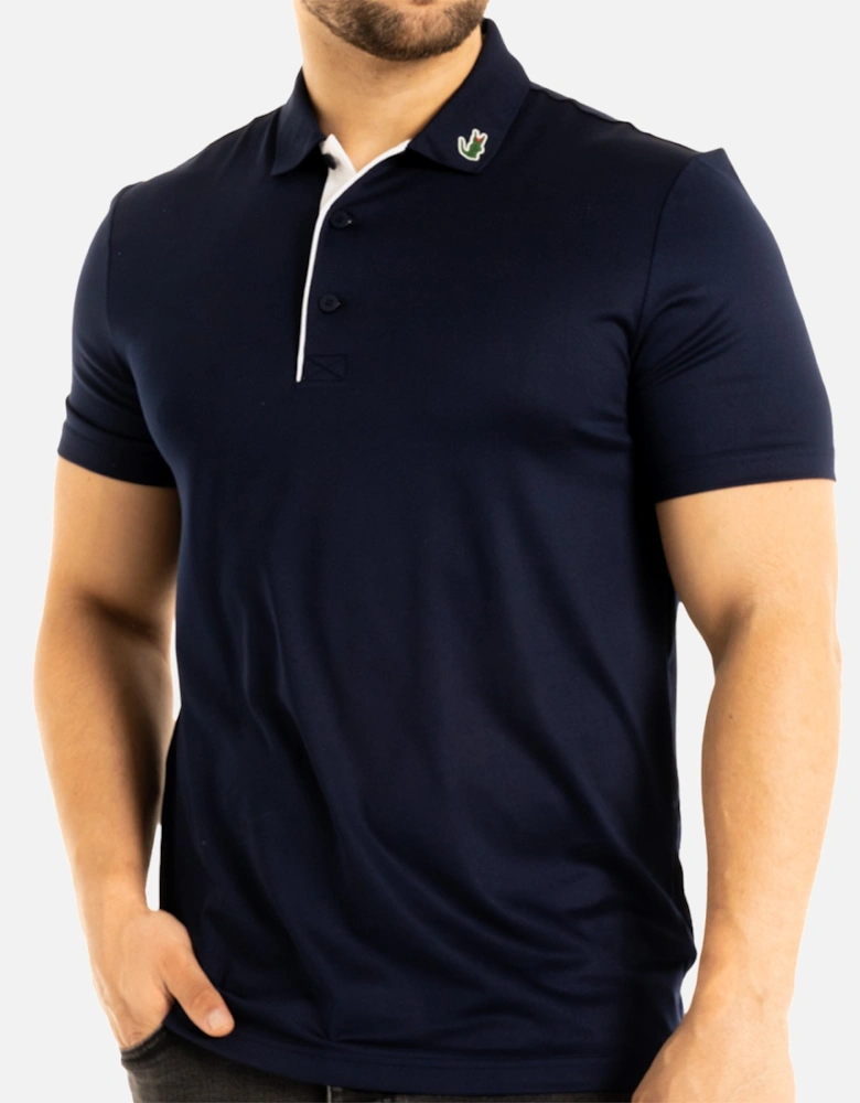 Mens Collar Badge Polo Shirt (Navy)
