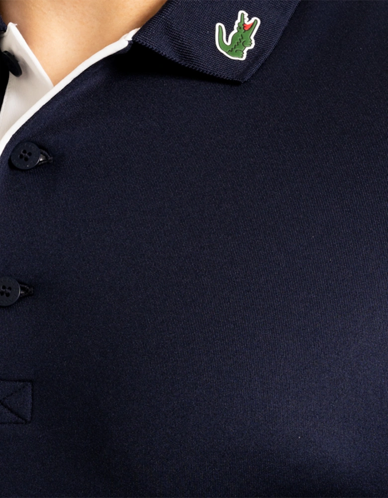 Mens Collar Badge Polo Shirt (Navy)