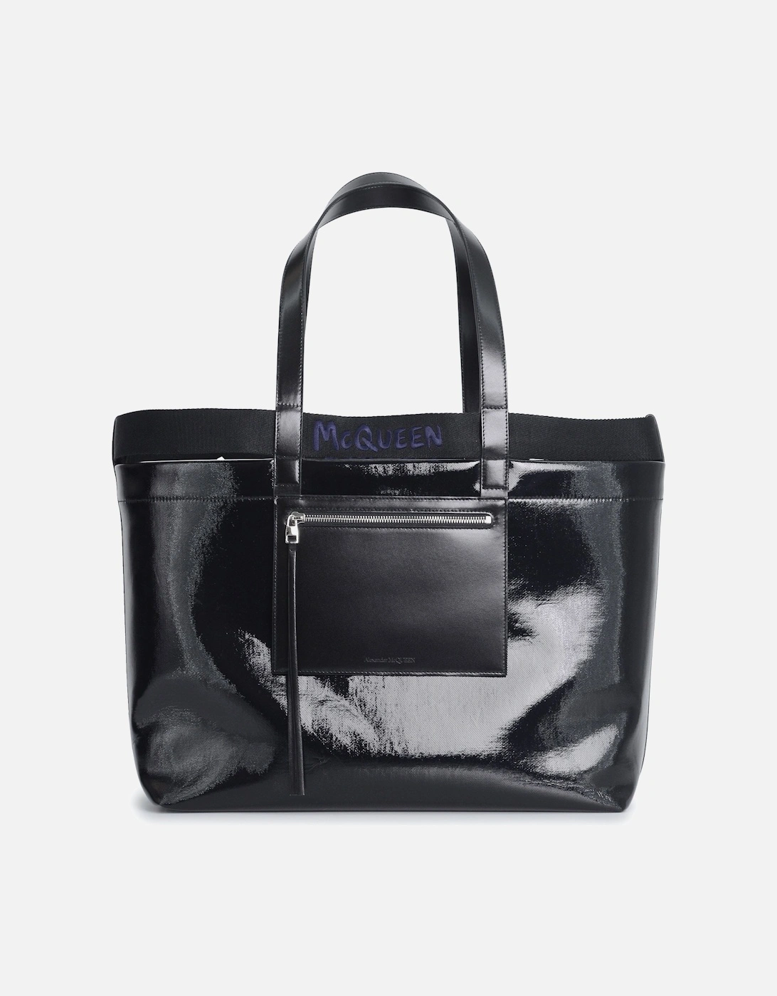 Shiny Coated Canvas Shopper Bag Black, 7 of 6