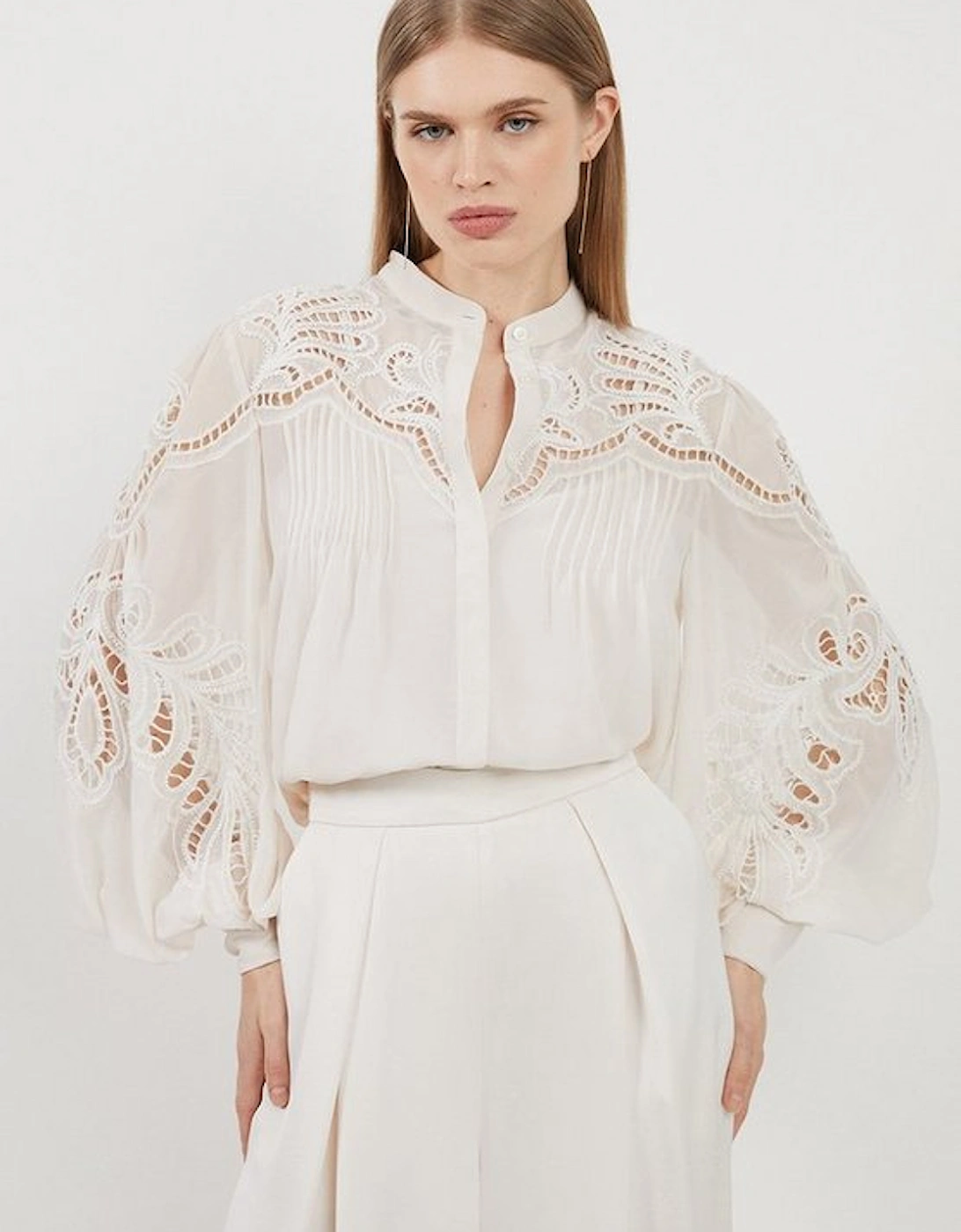 Cutwork Beaded Embroidered Woven Blouse, 5 of 4