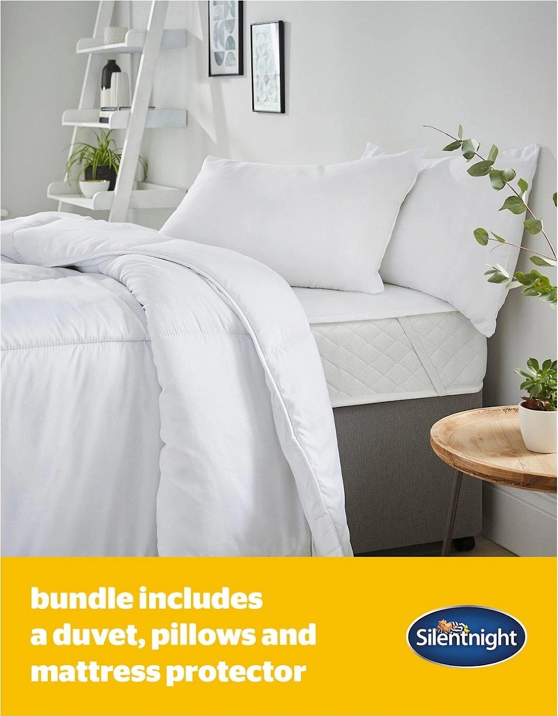 Essentials Collection Complete Bed Set - 10.5 Tog Duvet, Mattress Protector & Pillow(s)