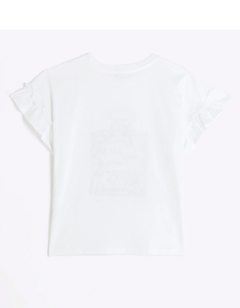 Girls Embellished Graphic T-shirt - White