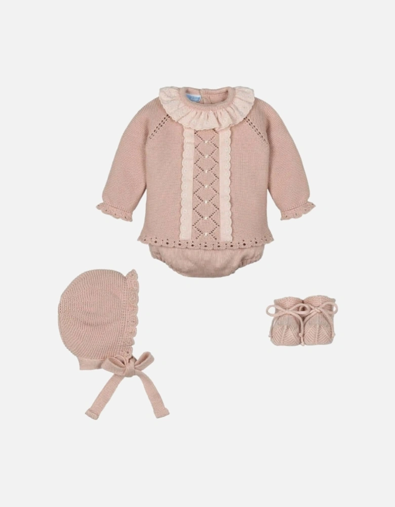 Girls Salmon 3 Piece Set With Booties