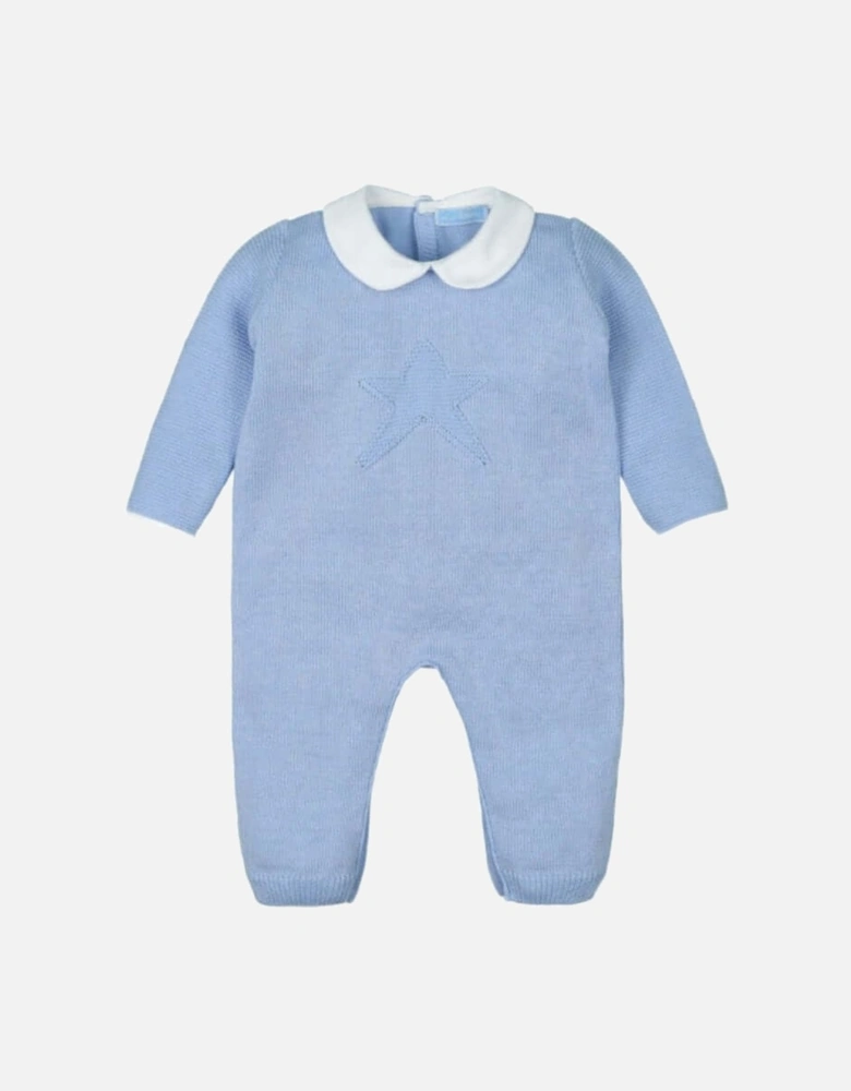 Boys Blue Knitted Babygrow