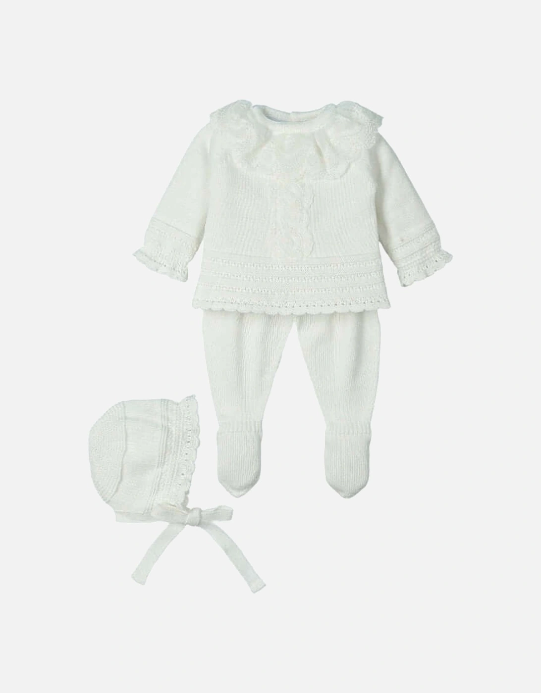 Girls 3 Piece White Knitted Set, 2 of 1