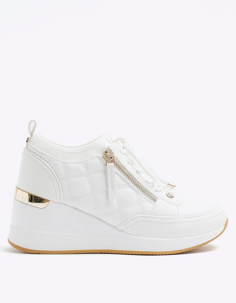 Wide Quilted Zip Wedge Runner - White