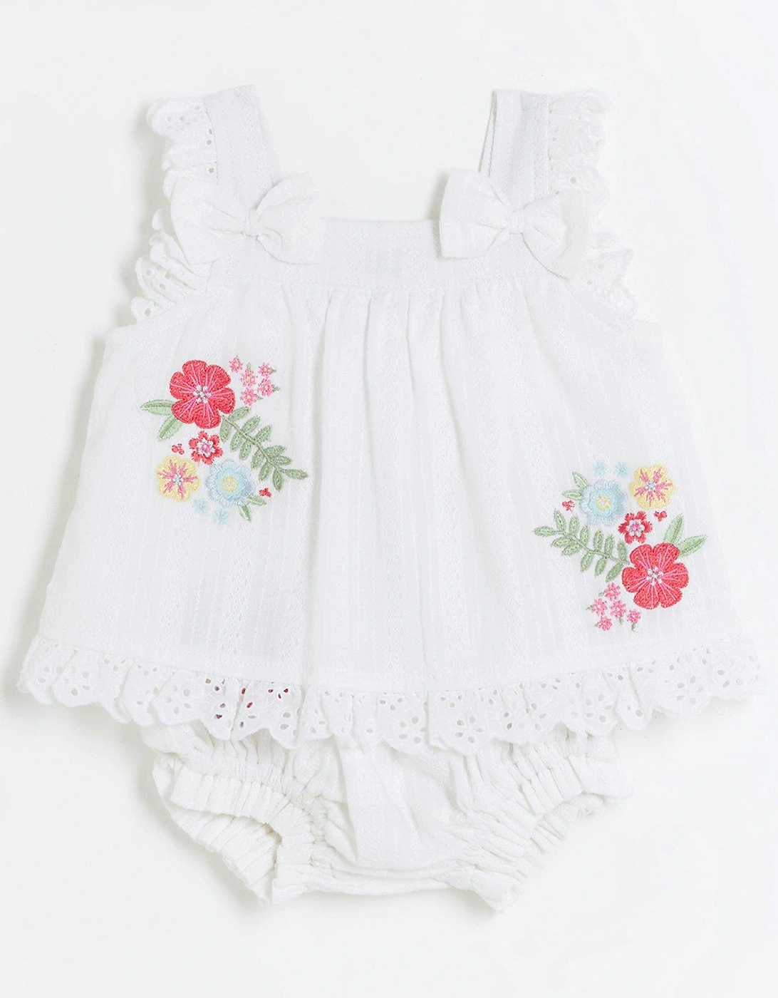 Baby Girls Embroidered Top And Bloomers - White, 2 of 1