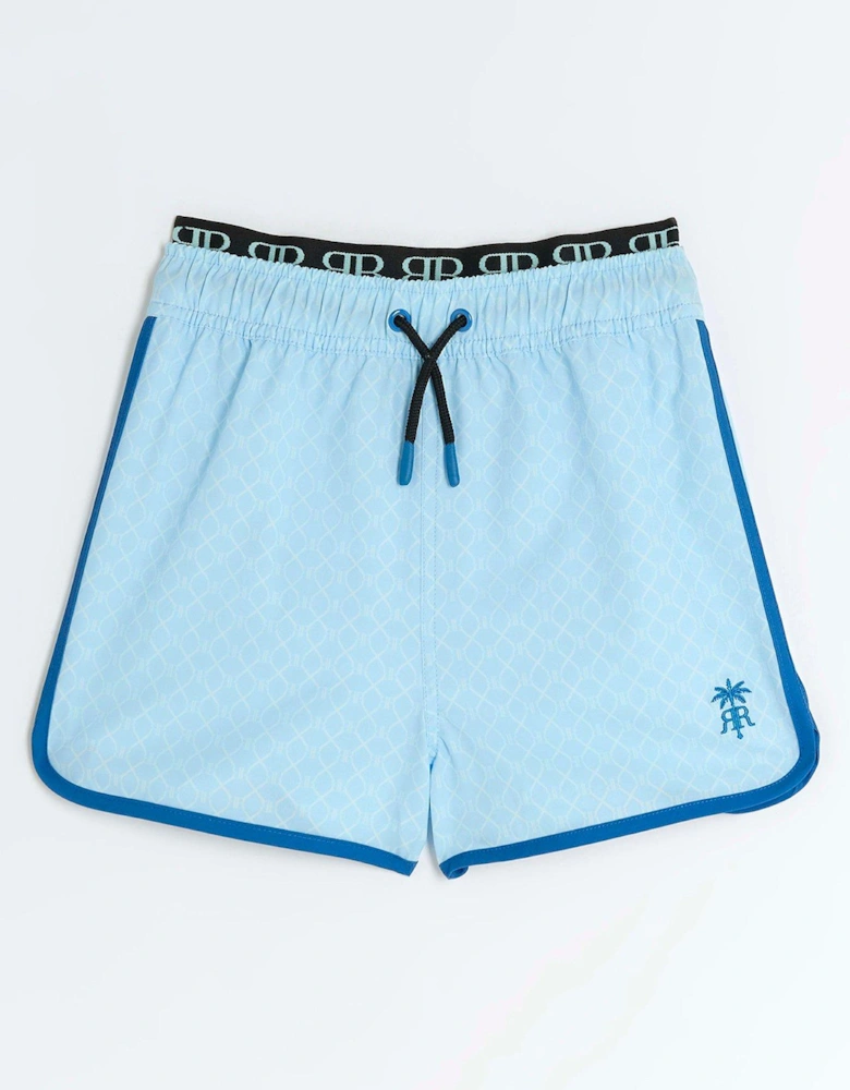 Boys Ri Monogram Swim Shorts - Blue