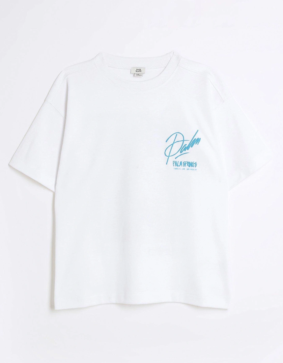 Boys Palm Tree Back Print T-Shirt - White, 2 of 1
