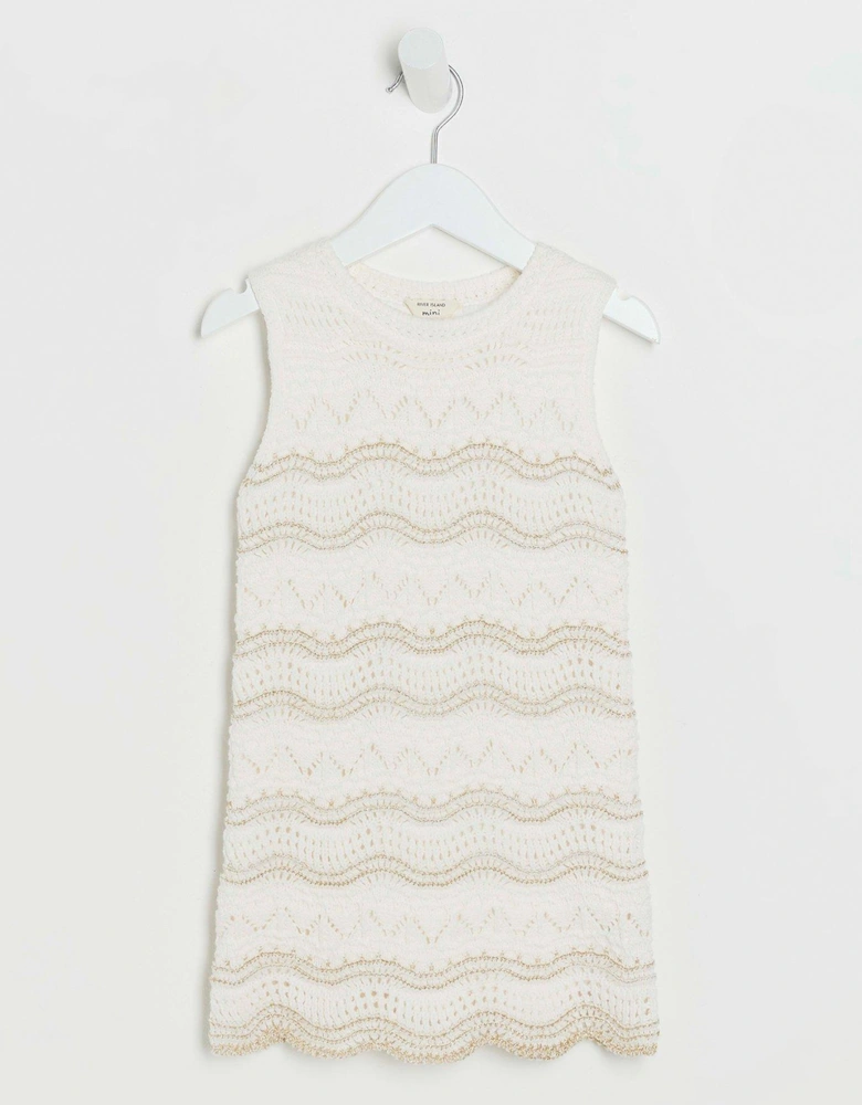 Mini Girls Crochet Dress - Cream